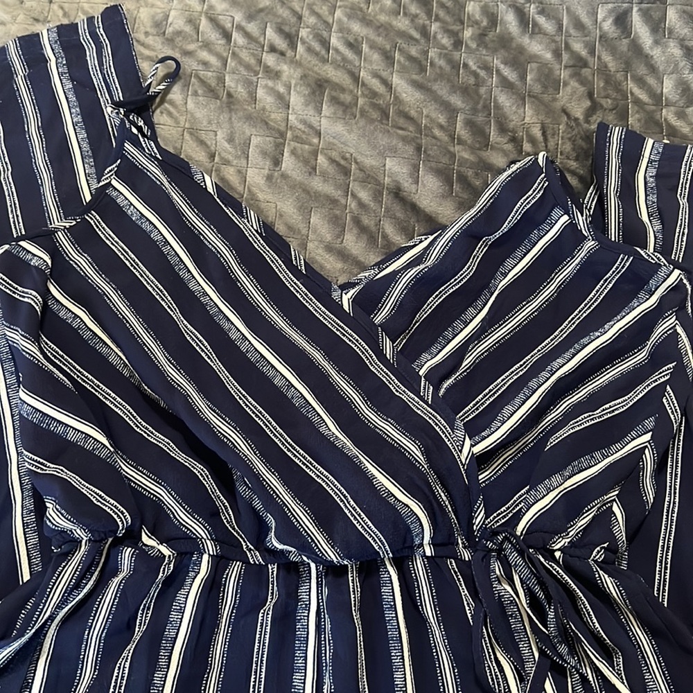 Bobeau Navy &‎ White Stripped Tank Style Jumpsuit - Picture 8 of 15